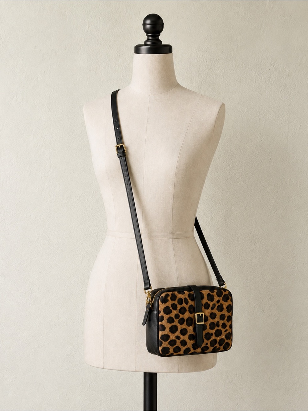 Clare V. Leopard Calf Hair Crossbody Bag ‘Pienza’ Timeless Chic